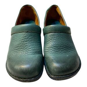 Born Shoes Green Leather Clogs